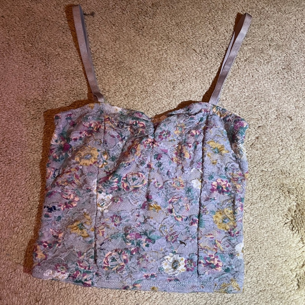 Cropped tank, size XS, adjustable straps.